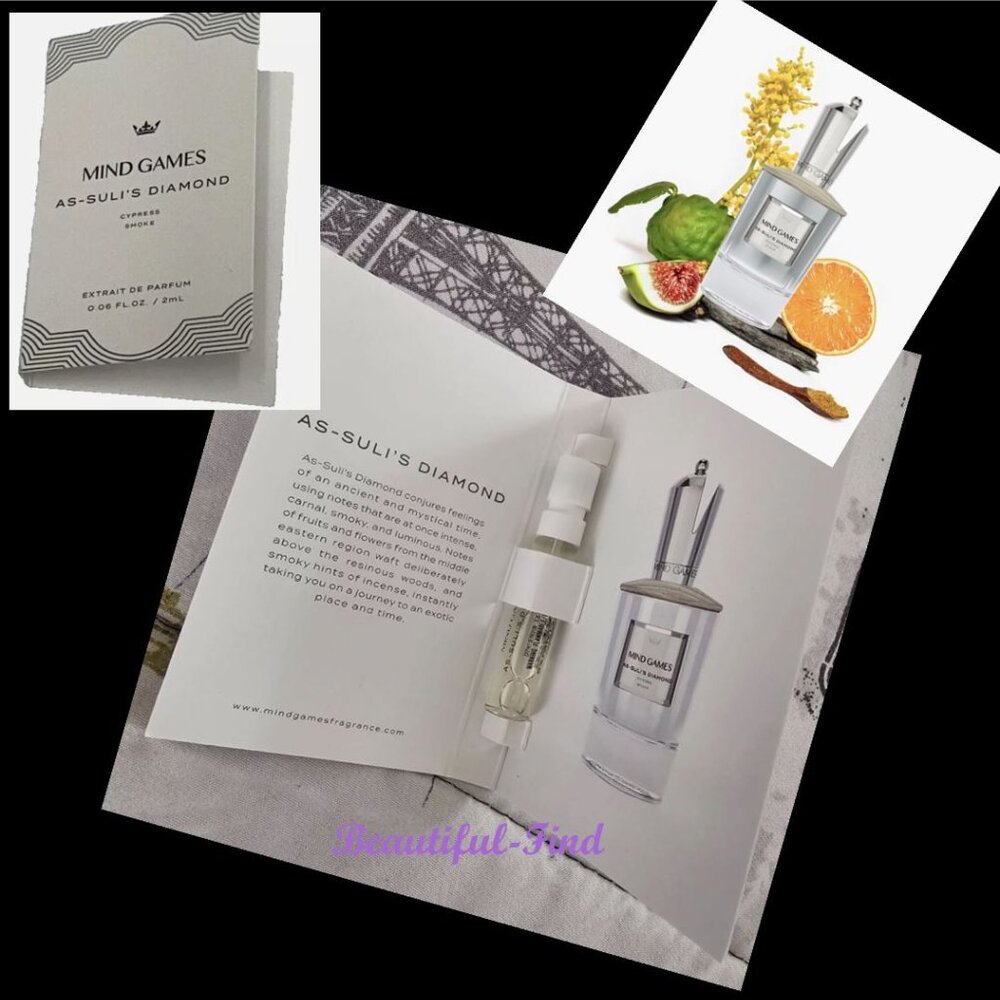 MIND Games AS-SULI'S DIAMOND 2mL .06 FL.OZ Extrait De Parfum Cypress Smoke Card